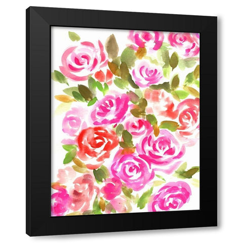 Bunches of Pink Portrait Black Modern Wood Framed Art Print by Chapman, Marcy