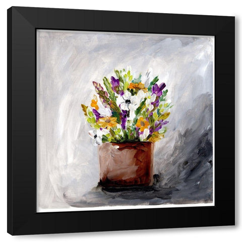 Spring Bouquet Black Modern Wood Framed Art Print by Chapman, Marcy