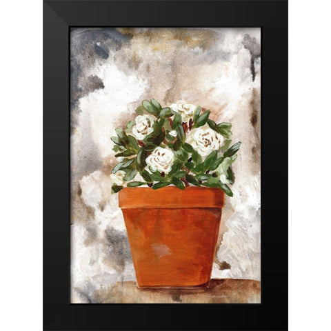 White Flower Clay Pot I Black Modern Wood Framed Art Print by Chapman, Marcy