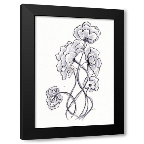 Blossoming Gray I Black Modern Wood Framed Art Print by Chapman, Marcy