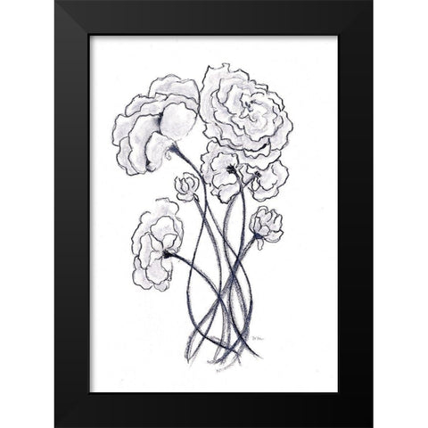 Blossoming Gray II Black Modern Wood Framed Art Print by Chapman, Marcy
