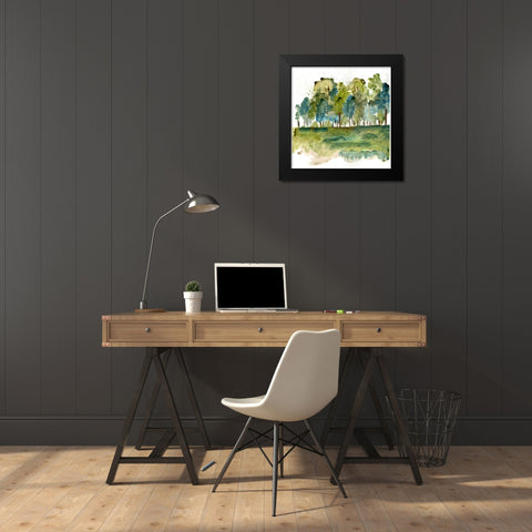 Blue Tree Forest Black Modern Wood Framed Art Print by Chapman, Marcy