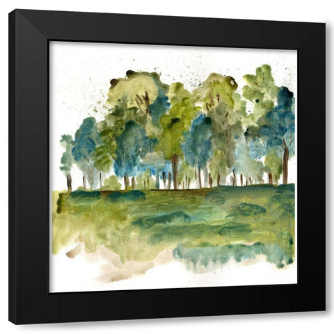 Blue Tree Forest Black Modern Wood Framed Art Print with Double Matting by Chapman, Marcy