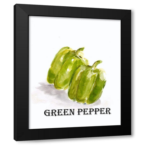 Veggie Sketch  VIII-Green Pepper Black Modern Wood Framed Art Print by Chapman, Marcy