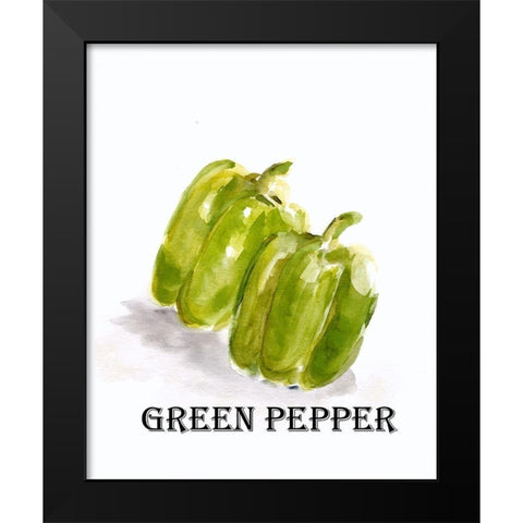 Veggie Sketch  VIII-Green Pepper Black Modern Wood Framed Art Print by Chapman, Marcy