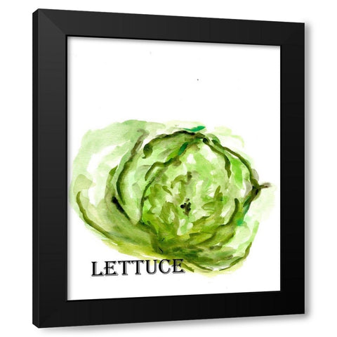 Veggie Sketch  IX-Lettuce Black Modern Wood Framed Art Print with Double Matting by Chapman, Marcy