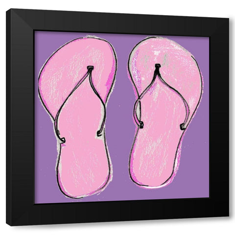 Sandals in Pink Black Modern Wood Framed Art Print by Chapman, Marcy