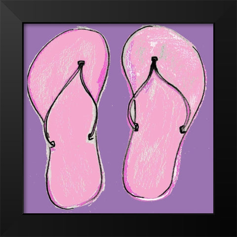 Sandals in Pink Black Modern Wood Framed Art Print by Chapman, Marcy