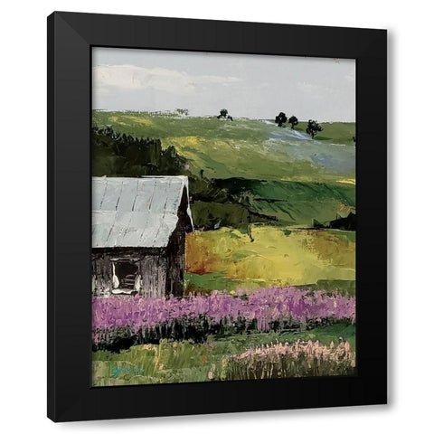 Flower Field portrait  I Black Modern Wood Framed Art Print by Cusson, Marie Elaine