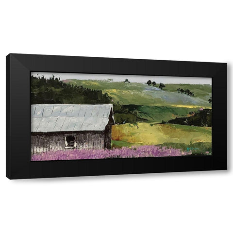 Flower Field  landscape Black Modern Wood Framed Art Print by Cusson, Marie Elaine