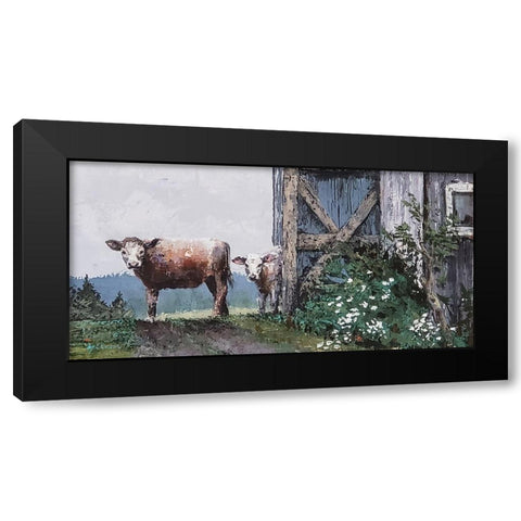 Cow Land Black Modern Wood Framed Art Print by Cusson, Marie Elaine