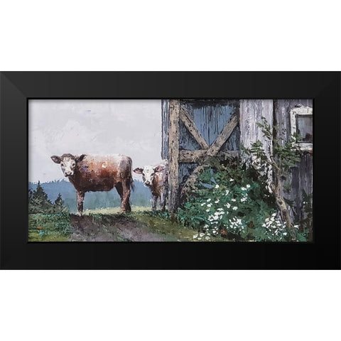 Cow Land Black Modern Wood Framed Art Print by Cusson, Marie Elaine