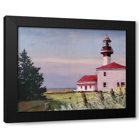 Lighthouse Point Black Modern Wood Framed Art Print with Double Matting by Cusson, Marie Elaine