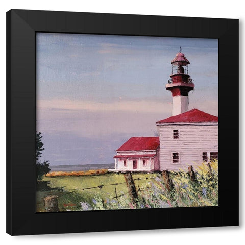 Lighthouse Point  square Black Modern Wood Framed Art Print by Cusson, Marie Elaine