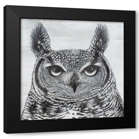 Portrait of an Owl Black Modern Wood Framed Art Print with Double Matting by Cusson, Marie Elaine