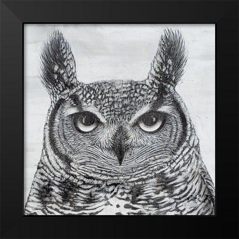 Portrait of an Owl Black Modern Wood Framed Art Print by Cusson, Marie Elaine