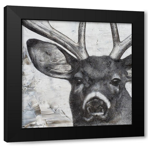 Deer Portrait Black Modern Wood Framed Art Print by Cusson, Marie Elaine