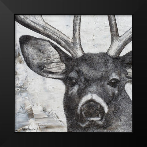 Deer Portrait Black Modern Wood Framed Art Print by Cusson, Marie Elaine