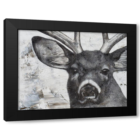 Deer landscape Black Modern Wood Framed Art Print by Cusson, Marie Elaine