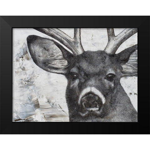 Deer landscape Black Modern Wood Framed Art Print by Cusson, Marie Elaine