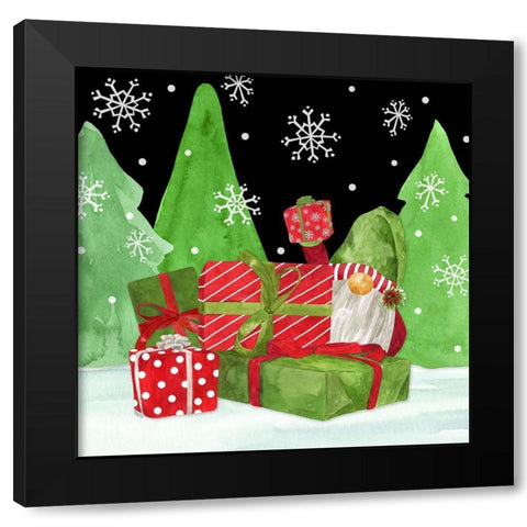 Gnome for Christmas I-Gifts Black Modern Wood Framed Art Print by Reed, Tara