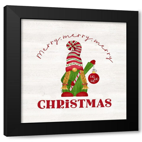 Gnome for Christmas Sentiment VI-Merry Christmas Black Modern Wood Framed Art Print by Reed, Tara