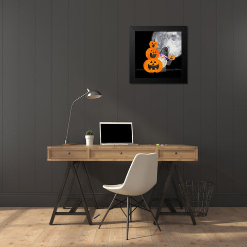 Gnomes of Halloween V-Pumpkins Black Modern Wood Framed Art Print by Reed, Tara
