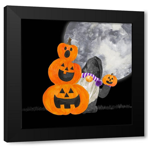 Gnomes of Halloween V-Pumpkins Black Modern Wood Framed Art Print with Double Matting by Reed, Tara