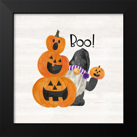 Gnomes of Halloween Sentiment II-Boo Black Modern Wood Framed Art Print by Reed, Tara