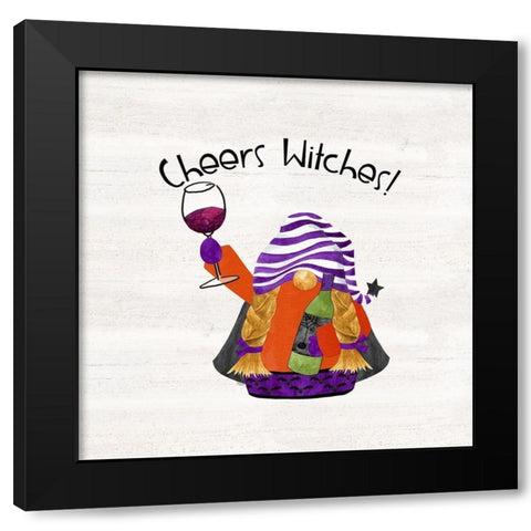 Gnomes of Halloween Sentiment III-Cheers Black Modern Wood Framed Art Print by Reed, Tara