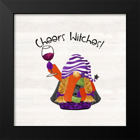 Gnomes of Halloween Sentiment III-Cheers Black Modern Wood Framed Art Print by Reed, Tara