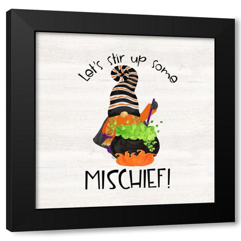 Gnomes of Halloween Sentiment VI-Mischief Black Modern Wood Framed Art Print with Double Matting by Reed, Tara