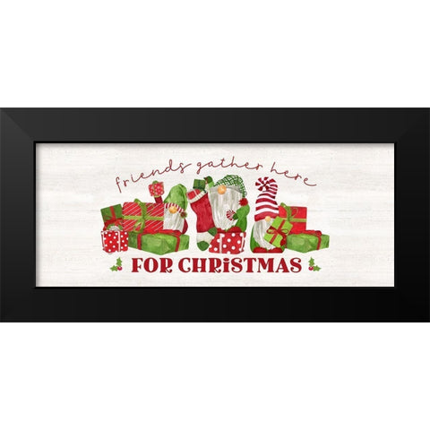 Gnome for Christmas Sentiment panel II-Friends Black Modern Wood Framed Art Print by Reed, Tara