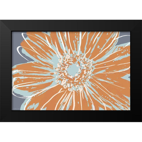 Flower Pop Sketch I-Blue and Orange Black Modern Wood Framed Art Print by Cusson, Marie Elaine