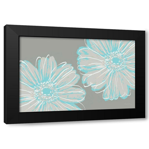 Flower Pop Sketch II-Blue and Taupe Black Modern Wood Framed Art Print by Cusson, Marie Elaine