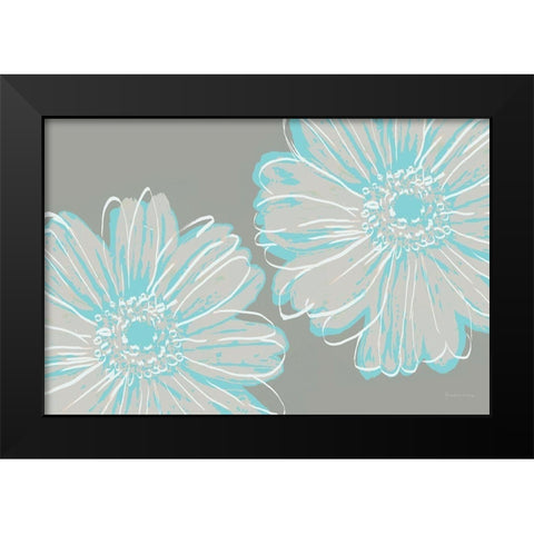 Flower Pop Sketch II-Blue and Taupe Black Modern Wood Framed Art Print by Cusson, Marie Elaine