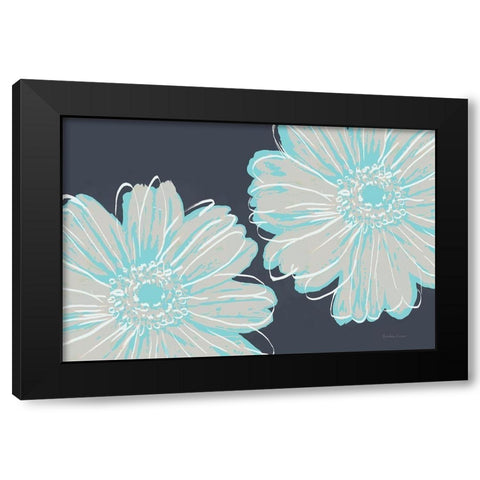 Flower Pop Sketch VI-Dark Blue BG Black Modern Wood Framed Art Print by Cusson, Marie Elaine