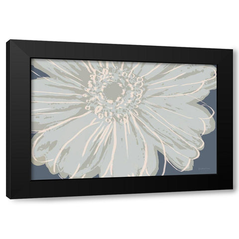 Flower Pop Sketch VIII-Blue BG Black Modern Wood Framed Art Print with Double Matting by Cusson, Marie Elaine
