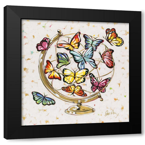 Globe Hope Black Modern Wood Framed Art Print by Augustine, Jodi
