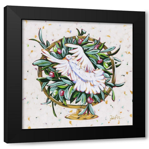 Globe Peace Black Modern Wood Framed Art Print by Augustine, Jodi