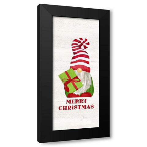 Gnome for Christmas Sentiment vertical III-Merry Christmas Black Modern Wood Framed Art Print with Double Matting by Reed, Tara