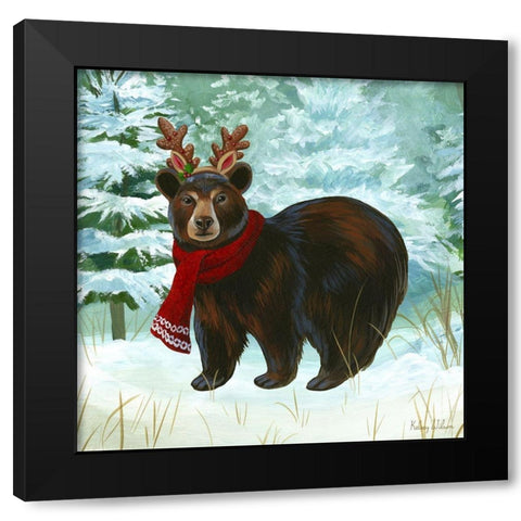 Winterscape I-Bear Black Modern Wood Framed Art Print with Double Matting by Wilson, Kelsey