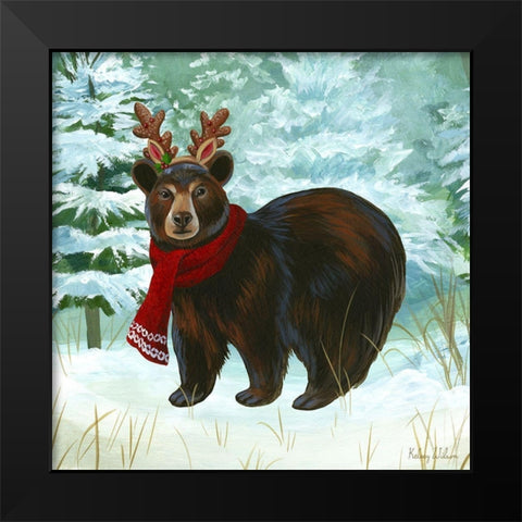 Winterscape I-Bear Black Modern Wood Framed Art Print by Wilson, Kelsey