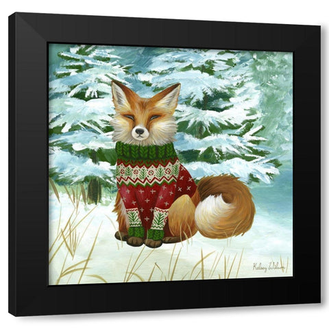Winterscape II-Fox Black Modern Wood Framed Art Print with Double Matting by Wilson, Kelsey