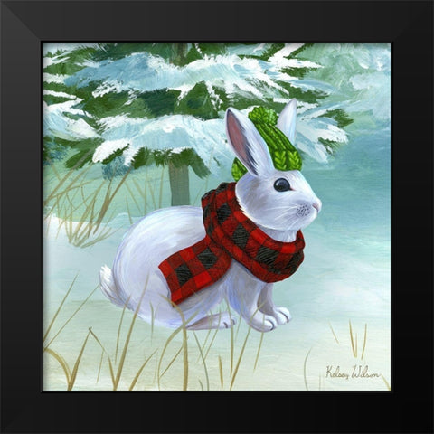 Winterscape III-Rabbit Black Modern Wood Framed Art Print by Wilson, Kelsey