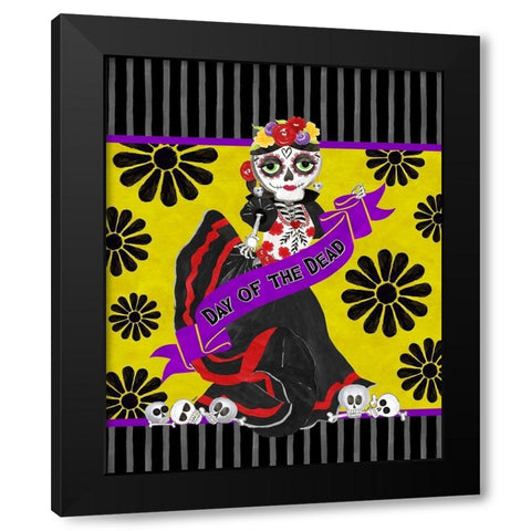 Day of the Dead portrait IX-Woman with banner Black Modern Wood Framed Art Print with Double Matting by Reed, Tara