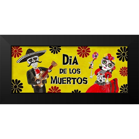 Day of the Dead panel I-Dia de los Muertos Black Modern Wood Framed Art Print by Reed, Tara
