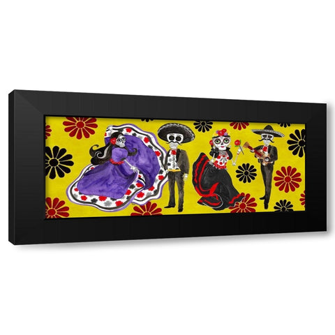 Day of the Dead panel II-Sugar Skull Couple Black Modern Wood Framed Art Print with Double Matting by Reed, Tara