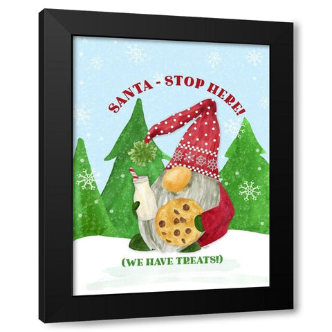 Gnome for Christmas portrait blue II-Santa Black Modern Wood Framed Art Print with Double Matting by Reed, Tara