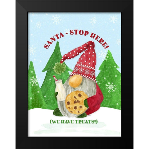 Gnome for Christmas portrait blue II-Santa Black Modern Wood Framed Art Print by Reed, Tara